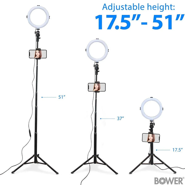 8β Selfie Ring Light Studio with Tripod Stand and Phone Holder β 8β LED Ring Light, 51β Extendable Tripod, 360ΒΊ Tripod Ball Head, 3 White Modes, 10 Bright Levels, Wireless Remote