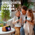 Karaoke Machine for Adults and Kids with 2 Wireless Microphones, Portable Bluetooth Singing Speaker, Colorful LED Lights, PA System, Lyrics Display Holder & TV Cable - Presto G2 (Wood)