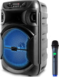 8 Inch Portable 800 W Bluetooth Speaker W/Woofer & Tweeter, Festival PA LED, Bluetooth/Usb Card Inputs, with UHF Wireless Handheld Microphone W/Usb Powered Receiver