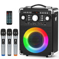 Karaoke Machine, Bluetooth Speaker with Microphone and Light, 3 Wireless Karaoke Microphone, Home Karaoke System, S8-T