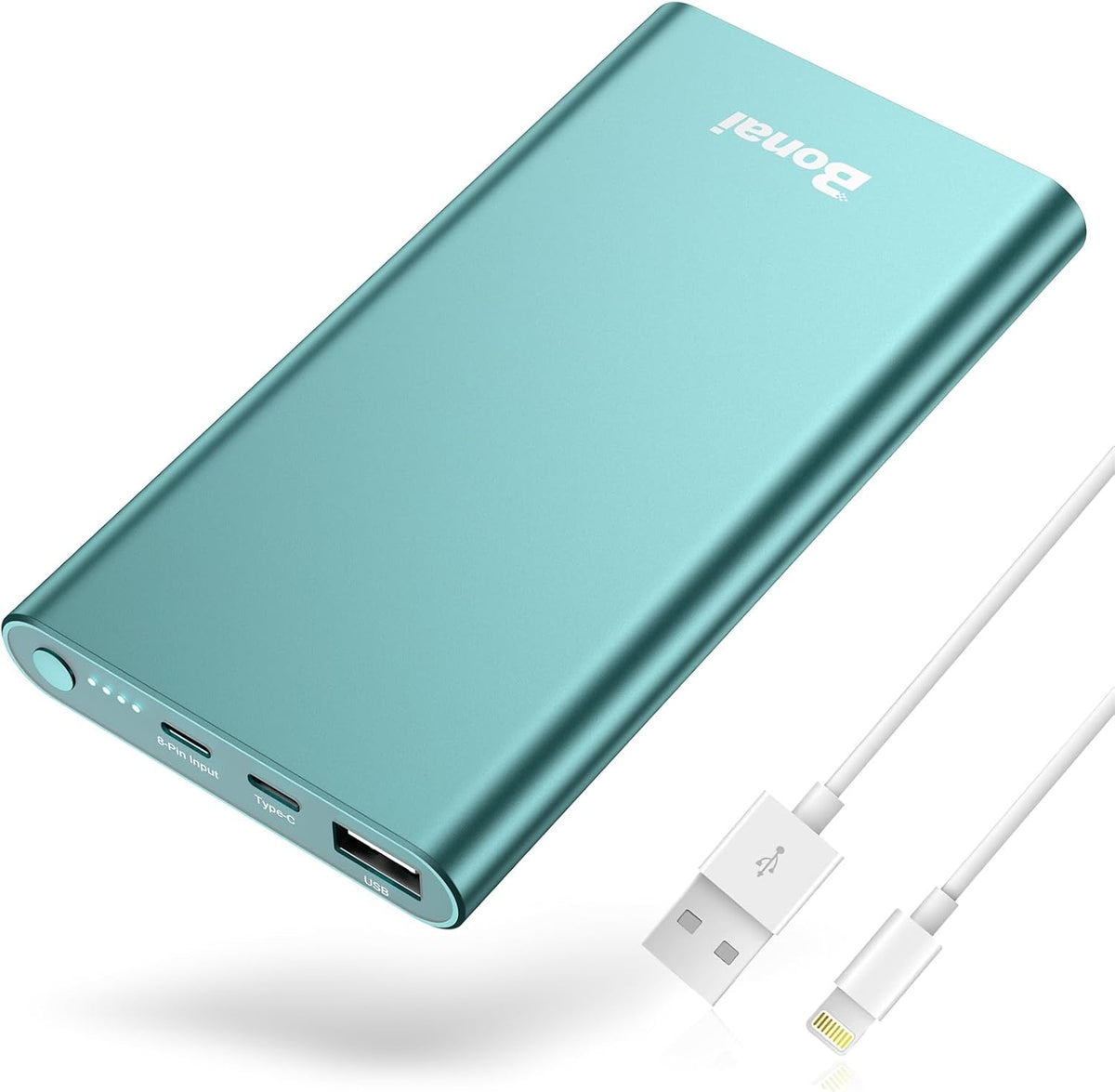 Portable Charger 12,000mAh Power Bank – 5V/3A Fast Charging with Dual Input & Output (USB-C In/Out) for iPhone 17–12, Galaxy, Android & iPad – Mint