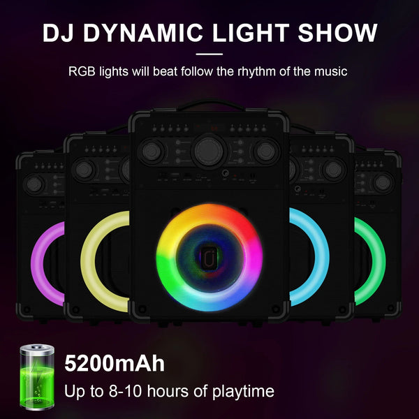 Karaoke Machine, Bluetooth Speaker with Microphone and Light, 3 Wireless Karaoke Microphone, Home Karaoke System, S8-T