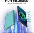 Portable Charger 12,000Mah 5V/3A Fast Charging Power Bank, Dural Input & Output Ports (USB-C in & Out) Portable Phone Charger for Iphone 17/16/15/14/13/12 Series Galxy Android Ipad Etc - Mint