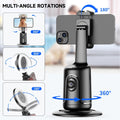 Auto Face Tracking Tripod with 2 Selfie Ring Light, 360° Rotation Face Body