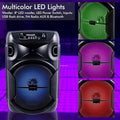 8 Inch Portable 800 W Bluetooth Speaker W/Woofer & Tweeter, Festival PA LED, Bluetooth/Usb Card Inputs, with UHF Wireless Handheld Microphone W/Usb Powered Receiver