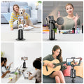 Auto Face Tracking Tripod with 2 Selfie Ring Light, 360° Rotation Face Body