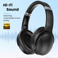 Noise Cancelling Headphones, Wireless Bluetooth Headphones, over Ear Headphones with Microphone, Black, Q8